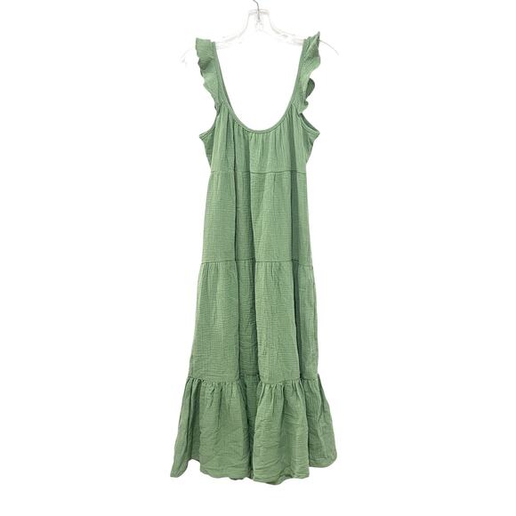 Marine Layer Jude Flutter Sleeve Dress Womens Medium Casual Flowy Green Jade - Picture 3 of 11